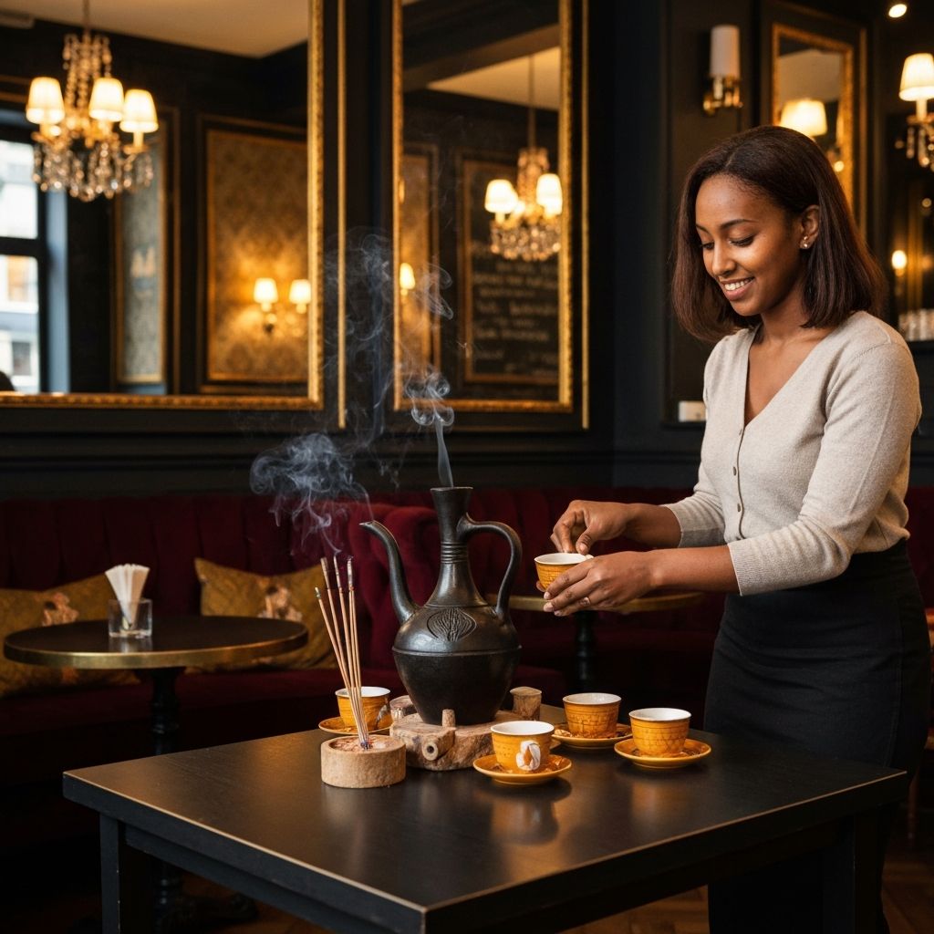 Ethiopian coffee ceremony with French elements